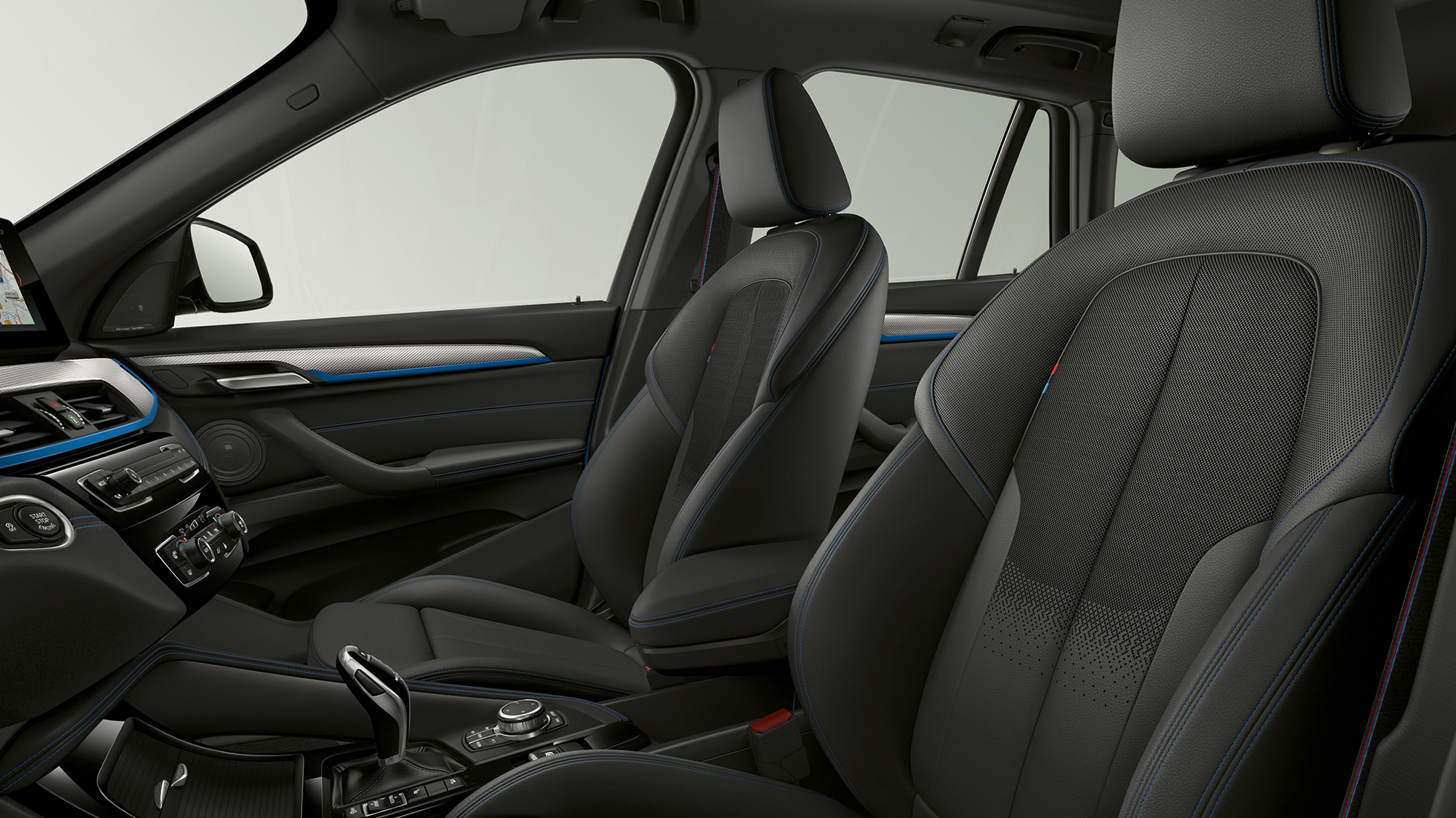 BMW X1, Έκδοση M Sport, επενδύσεις καθισμάτων BMW X1, Έκδοση M Sport, εσωτερικό με εστίαση στις επενδύσεις καθισμάτων
