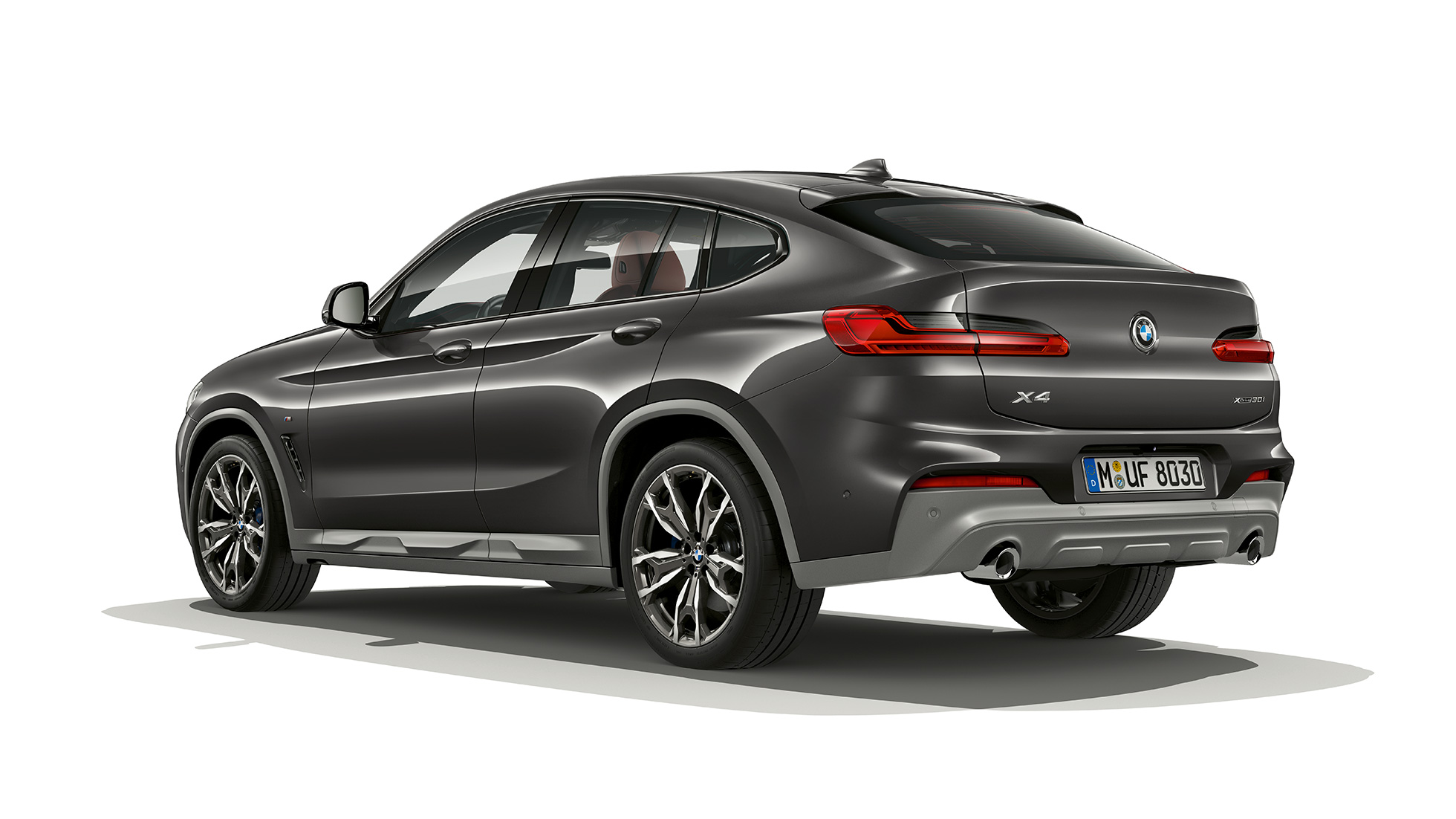 Πίσω λήψη τριών τετάρτων, BMW X4, Έκδοση M Sport Χ BMW X4 xDrive30i, Έκδοση M Sport X, G02 2018, γκρι Sophisto με εφέ Brilliant, πίσω λήψη τριών τετάρτων