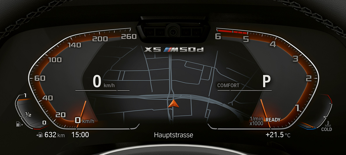 Πίνακας οργάνων της BMW X5 M50d Κοντινή λήψη του πίνακα οργάνων της BMW X5 M50d