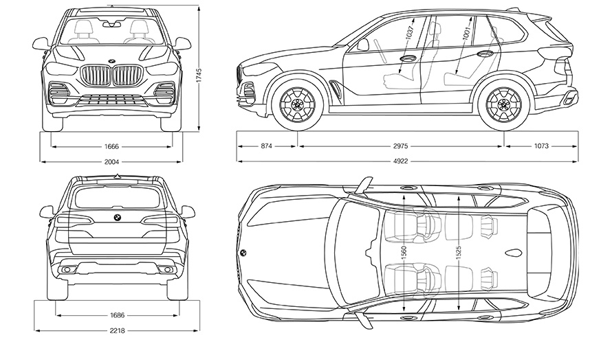 Σχέδιο της BMW X5 με διαστάσεις Σχέδιο της BMW X5 με διαστάσεις