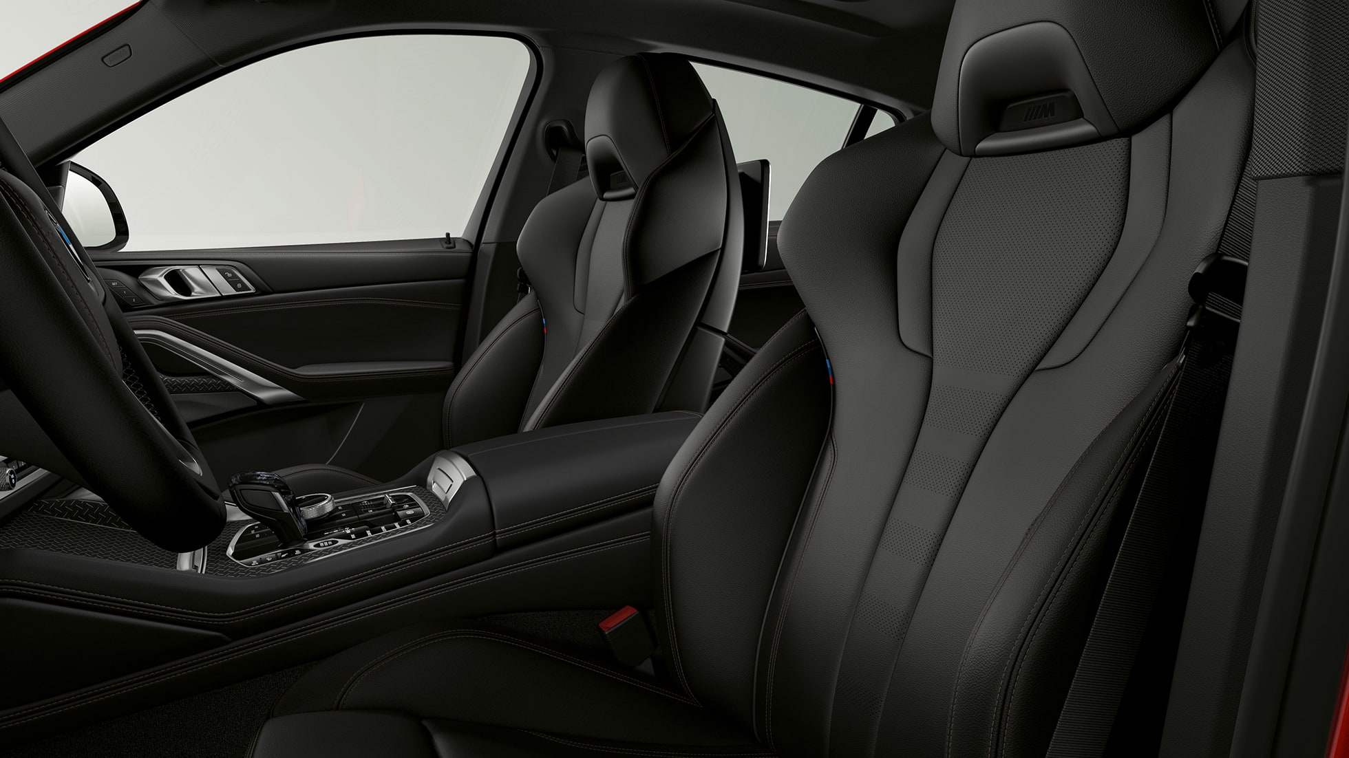 BMW X6 με xLine, επενδύσεις καθισμάτων. Εσωτερικό της BMW X6 με xLine, εστίαση στις επενδύσεις καθισμάτων.