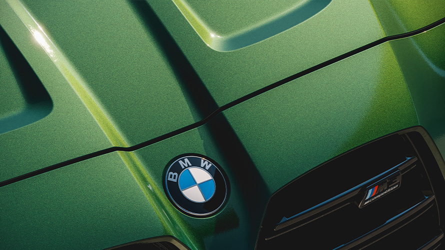 BMW M3 Competition M xDrive Touring, BMW Individual Verde Ermes Μεταλλικό, BMW λογότυπο BMW M3 Competition M xDrive Touring, G81 2022 BMW Individual Verde Ermes Μεταλλικό, BMW λογότυπο και γρίλιες, κοντινή λήψη