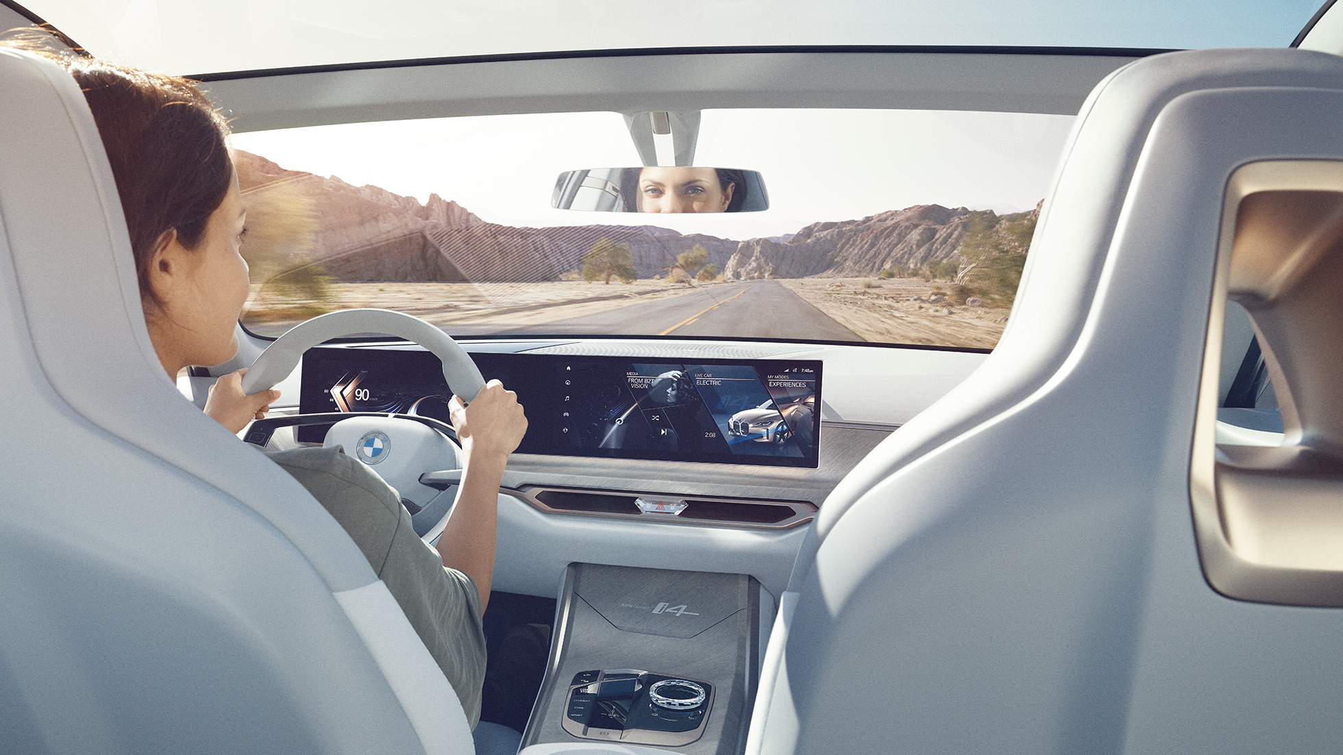 Κυρτή Οθόνη, BMW Concept i4 2020 G26 BMW Concept i4 2020 G26, ηλεκτρικό αυτοκίνητο, αμιγώς ηλεκτροκίνητο BMW Gran Coupé, Κυρτή Οθόνη, ψηφιακή οθόνη