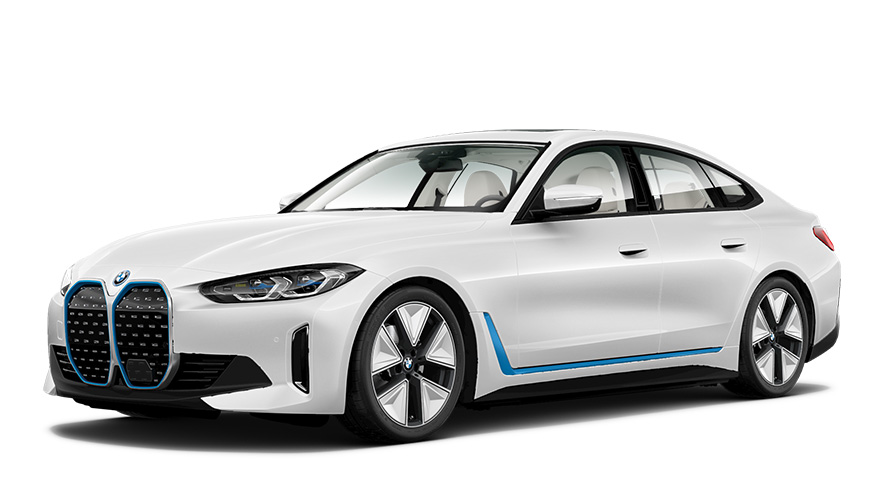 BMW i4, λήψη σε στούντιο BMW i4, μπροστινή λήψη τριών τετάρτων, σε στούντιο