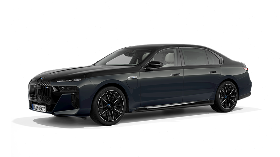 BMW M760e xDrive G70, PHEV, μπροστινή λήψη 3/4, σταθμευμένη