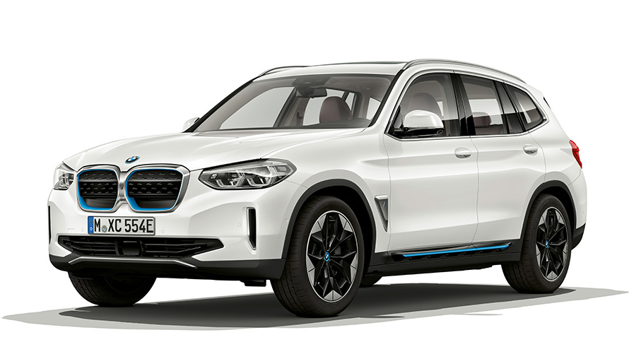 BMW iX3, λήψη σε στούντιο BMW iX3μ, προστινή λήψη τριών τετάρτων, σε στούντιο