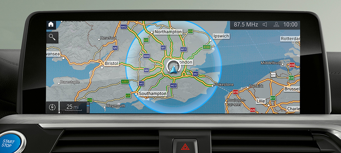 Χάρτες BMW, Connected Charging Χάρτες BMW, Connected Charging, οπτικοποίηση ηλεκτρικής αυτονομίας, στην Κεντρική Οθόνη Ελέγχου
