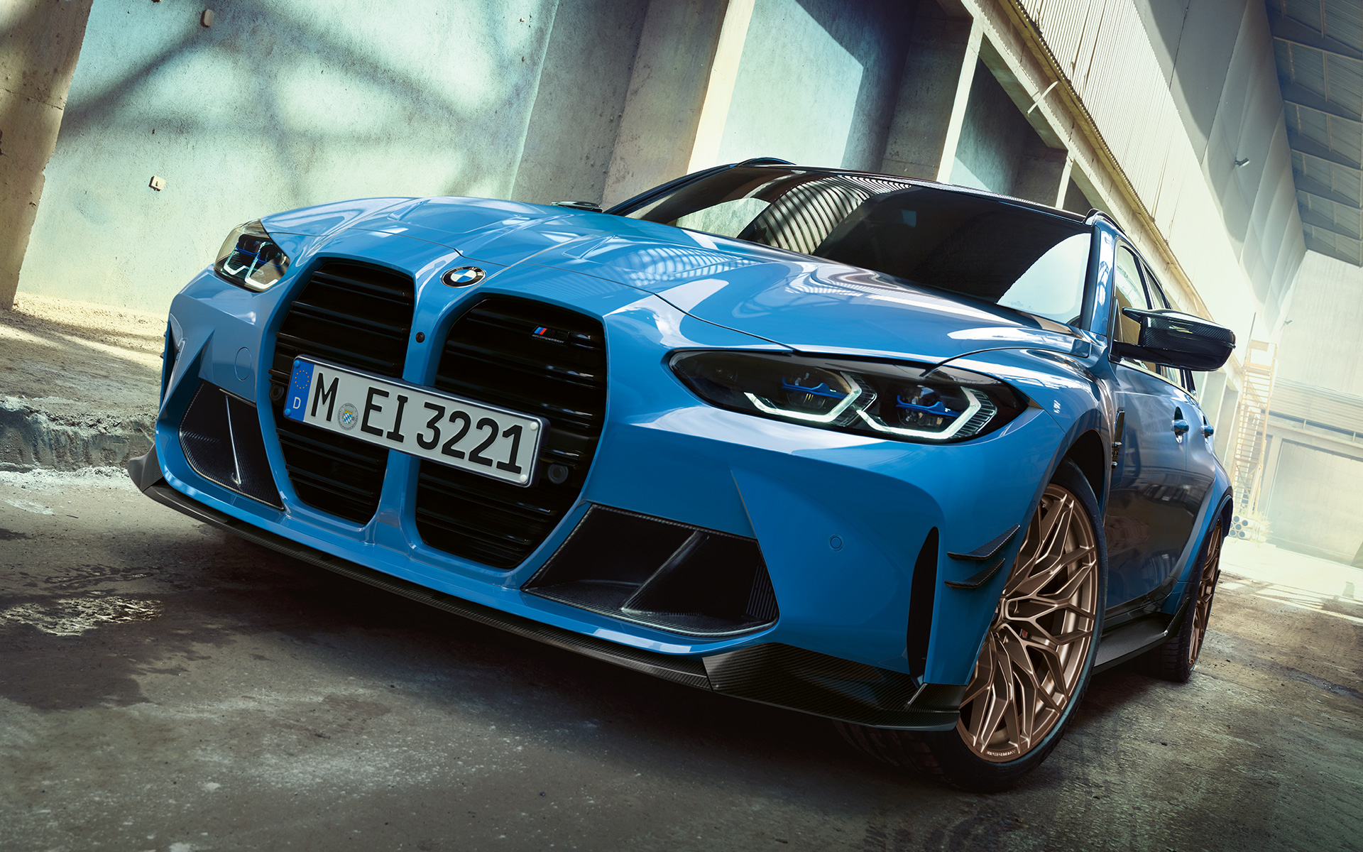 BMW Μ3 Touring, G81, BMW M Performance Εξαρτήματα, μπροστινή λήψη τριών τετάρτων BMW Μ3 Touring, G81, BMW M Performance Εξαρτήματα, μπροστινή λήψη τριών τετάρτων, σε κίνηση